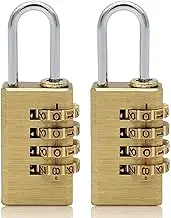 MIONI Solid Brass 2PCS Combination Lock 4 Copper Digit Padlock for Indoor and Outdoor Rustless Die-Cast