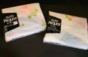 VTG Pequot Double Fitted & Flat Sheet Old New Stock Camelot Pattern No Iron USA
