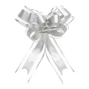 20pcs 8 Inch Giant Pull Bow Gift Wrapping Organza Bows Ribbon Silver