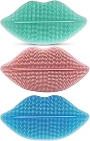 3pcs Silicone Lip Brush Face Tools finger cover lip wash brush massage facial makeup remover brush pore cleaning brush (Secondary colour, One size)