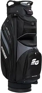Stinger Lightweight Premium Golf Bag/Golf Cart Bag- Black/Grey. Golf Club Bags with 14-Way Full-Length Dividers, 9 Spacious Pockets, Large Front Cooler Pocket, Full Length rain Cover & rain Hood