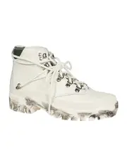 leather lace-up boots 44,40 White