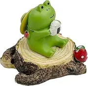 Refintural Miniature Frog Figurine - Cute Sculpture for Outdoor Fairy Garden and Desk Decorations - Adorable Statue Decor for Plant Shelf, Office, Bedroom