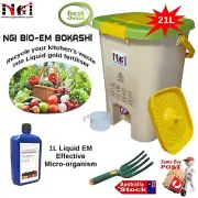 BOKASHI EM COMPOST RECYCLE BIN BUCKET KITCHEN SCRAPS WASTE FERMENTING LIQUID