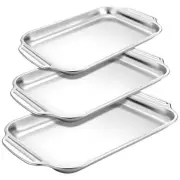 Baking Sheets Set of 3, Stainless Steel Cookie Sheets Rectangle Baking Sheet ...