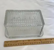 Vintage Artland French Beurre Crystal Butter Dish Embossed “TASTY” New