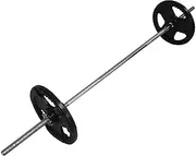 25kg Ez Grip Cast Iron Barbell Weight Set - 150cm Bar + 20kg Iron Weight Plates - Weight Training Exercise Workout Fitness Gym Strength