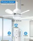 Socket Fan Light, Small Ceiling Fan with Light and Remote, Fan Light Bulb of 3 A