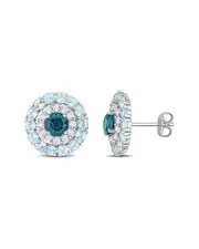 Rina Limor Silver 4.32 ct. tw. Gemstone Double Halo Studs