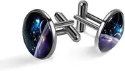 [Generic] Men's Cufflinks, Planets Starry Space Sky Cuff Links for Men, Classic Cufflinks Black for Suit Shirt Wedding Business Birthday Jewelry Gift