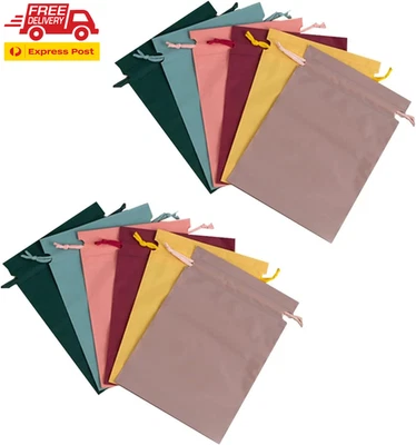 Multicolor Set of 12 Waterproof Drawstring Bag PE Plastic Folding Travel Storage