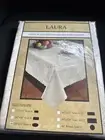Hand Scalloped Ivory Jacquard 60”x84” Tablecloth NEW