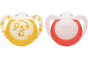 NUK: Star Silicone Soother - 6-18 Months Yellow (2 Pack)