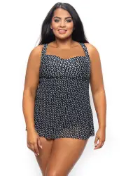 Leaf and Bud Waterfall Tankini Top-Print