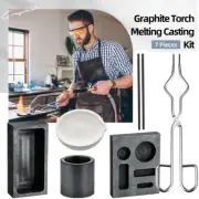 7pcs 5-in-1 Graphite Torch Melting Casting Kit Set Gold Silver Crucible Tong Rod