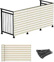 Windscreen4less Deck Privacy Screen for Backyard,Patio,Balcony,Pool,Porch,Railiing,Gardening,Fence Shield Rails Protection Beige and White 3' x 37' -Custom