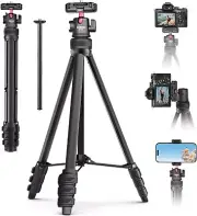 EVUMO HF3 Tripod, 167cm Rotating Horizontal Center Column Camera Tripod Monopod