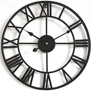 Indoor Outdoor Decoration Outside Clock Mute Quartz Wall Clock Outdoor Garden Wall Clock, Large Retro Roman Numerals Garden Clock Open Face Wrought Iron Waterproof Outdoor Clock
