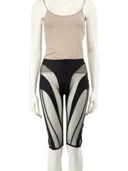 Black Mesh Panelled Biker Shorts