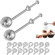 2 PCS Flour Dusting Wand,with Powder Spreading Molds, Dusting Wand for Sugar, Flour and Spices, Stainless Steel Pick Up and Dust Flour Sifter, Dusting Wand for Sugar, Flour and Spices