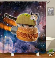 Taco Cat In Space Shower Curtain