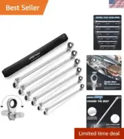 Long Flex Head Ratcheting Wrench Set 6Pcs Chrome Vanadium Auto Repair