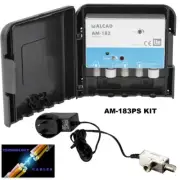 Alcad VHF/UHF 24dB Gain Masthead Amplifier 4G LTE + Power Supply Kit AM-183PS
