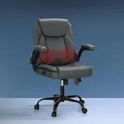 Artiss Massage Office Chair, PU Leather 2 Point Ergonomic Gaming Computer Desk Recliner Chairs Armchair for Room Executive Home, Up to 105 Degree Back Recline Adjustment Grey