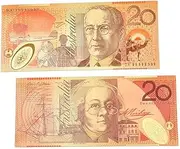 Gold Australia Dollar Bills, AUD Gold Banknote Plated Colorful Gold Foil Plastic Banknote Replica for Fun Collection (5PC 20AUD)