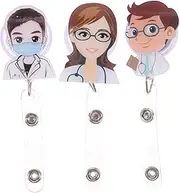 jojofuny 3Pcs Retractable Badge Holders with Name Tag Clips Id Card Holders for Nurses Doctors Convenient Keychain Work Badge Organizer Lightweight Portable Design