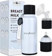 22oz Breastmilk Cooler and Baby Bottle – Reusable Container & Ice Pack Combo that Cools On-the-Go 14+ Hours - Easy to Use w/ Wide Neck Breast Pumps and Replaces Breastmilk Pitcher / Feeder (Baby Blue)