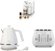 De’Longhi Distinta Moments Breakfast Collection, Bundle Includes Nespresso Gran Lattissima Coffee Machine, 4-Slice Toaster, Electric Kettle, White, Shop Special Bundle Offer