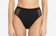 Stella McCartney L69641 Black Sporty Mesh High Waist Bikini Bottom Women's Sz S