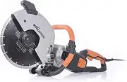 Evolution Power Tools Evolution R300DCT 300 mm Concrete Saw - 2400 W Motor, No Gas, Incl Diamond Masonry Blade, 230V, Domestic Use, Orange, 115 mm Cut