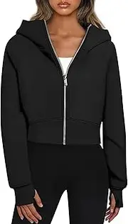 [Moosth] Women's Hoodies Sweatshirts Zip Up Hoodie Womens Winter Clothes Crop Tops for Women