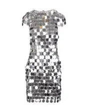 Paco Rabanne Sequin Chain-Disc Embellished Mini Dress FR34 Gray