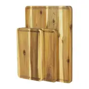 Acacia Wood Cutting Board Set of 3 for Kitchen, Butcher Block Cutting Board w...