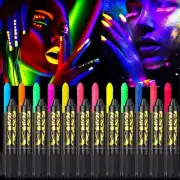 Face Paint Crayons Glow In The Dark Body Painting Kit Under UV and Black Ligh...