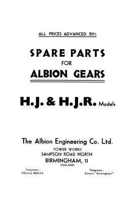 (0084) Albion HJ & HJR Models parts book