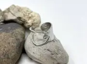 Solid 925 Sterlling Silver Statement Adjustable Hammered Ring For Women Jewelry