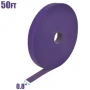 50FT Roll Reusable Hook Loop Self Attaching Cable Tie Fastening Tape Purple