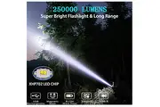 Rechargeable LED Flashlight High Lumens 250000 Lumens Super Bright Powerful Flashlight Multiple lighting Modes - 2 Pack(Black)