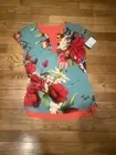 Cap Sly Slit Neck TurnOver Top Eva Varro Amanda Coral Shirt Small