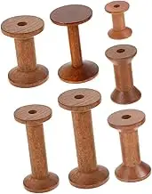 Yardwe 7PCS Wooden Thread Spools Vintage Wood Bobbins for DIY Crafts Embroidery Thread Holder Sturdy Spindles to Prevent Fraying Elegant Crafting Storage