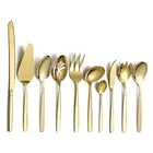 Gold Serving Utensils 10 Pieces, Titanium Golden Plating Serving Spoons, Incl...