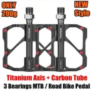 PROMEND Carbon Fiber Titanium Bicycle MTB Road Bike Pedals Sealed 6 Bearing 200g