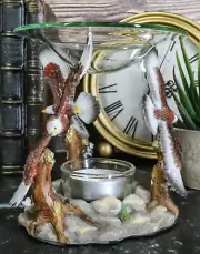 King Of The Sky Soaring Trinity Bald Eagles Oil Wax Warmer Candle Holder Statue