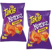 Takis FUEGO CHIPPZ 8 oz Hot Chili Pepper & Lime Thin-Cut Potato Chips (2 Bags)