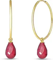 [Galaxy Gold GG] 14k Solid Gold Hoop Earrings with dangling Rubies