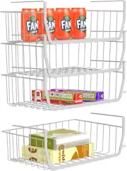 Wire Storage Basket Stackable Under Shelf Basket Stackable 4 Pack